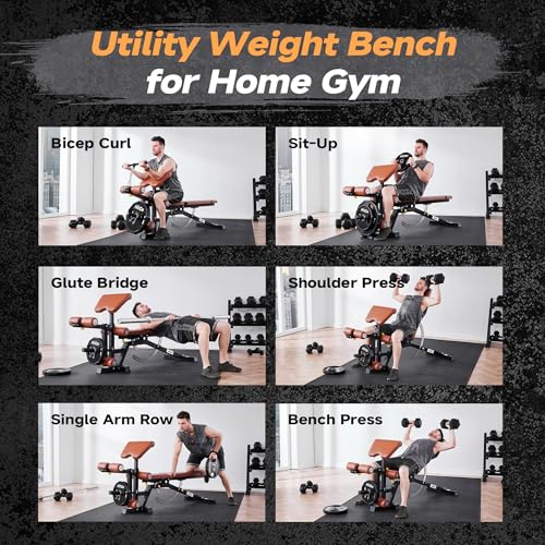 Adjustable Weight Bench with Transport Wheels for Home Gym - color: Full - Black/Grey
