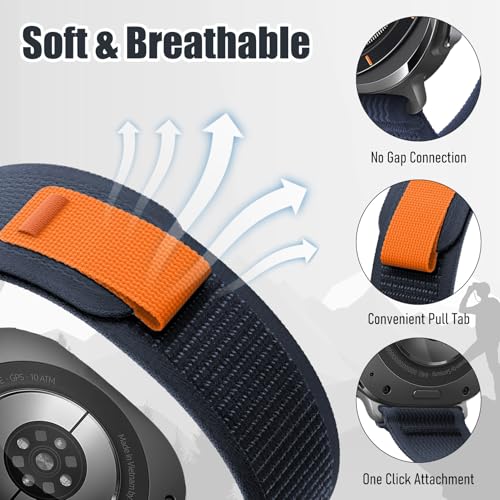 Trail Band for Samsung Galaxy Watch Ultra Bands 47mm Men/Women,Rugged Fabric Nylon Alpine Sport Loop Strap for Samsung Galaxy Watch 7 Ultra Band 47 mm 2024 Breathable Replacement Wristband - color: Midnight Blue