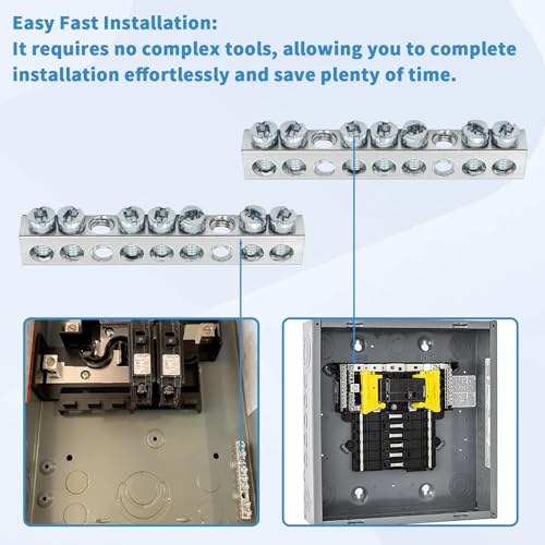 PK7GTACP 7 Terminal Ground Bar Kit Compatible with Square D Electrical Panels 2-Pack