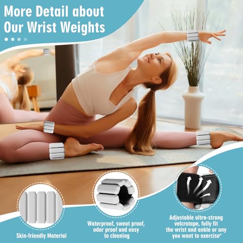 Wrist Weights Set of 2, Wearable Wrist Ankle Weights for Women & Men, Silicone Weighted Bangles Adjustable Arm and Leg Weights for Walking Yoga Pilates Running Dance Gym 2lb - color: Grey