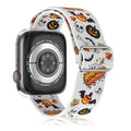 LETOID Stretchy Bands for Apple Watch Band Women Men Adjustable Solo Loop | Skin-Friendly Elastic Nylon Replacement Strap, iWatch Series 11 10 9 8 7 6 5 4 3 2 1 SE Ultra 49 46 45 44 42 41 40 38mm - color: Halloween: Pumpkins, Skeletons, Bats, size: 38mm/4
