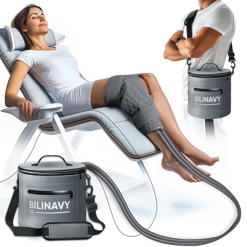 Cold Therapy Machine, Portable Ice Therapy Machine for Knee After Surgery with Programmable Timer & Flow Rate, Quiet Pump, Knee Pad, Cold Therapy Unit for Long-Term Relief and Recovery, Light Gray - color: Light Gray