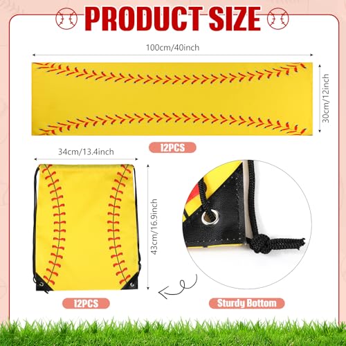 Hahafelt 24 Pcs Team Gifts, Including 12 Cooling Towels, 12 Drawstring Backpack Sports Party Favor for Teens Players Athletes Gifts Sport Supplies - style: Softball Style