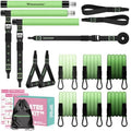 Pilates Bar Kit with 6 Latex Resistance Bands, Adjustable Exercise Bar - color: Green