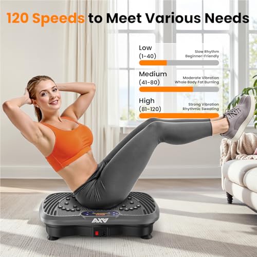 AXV Vibration Plate Fitness Platform Exercise Machine Vibrating Shaking Full Body Shaker Workout Vibrate Stand Shake Board Sport for Weight Loss Fat Burner for Gym Home Office - color: SLIM.GRAY