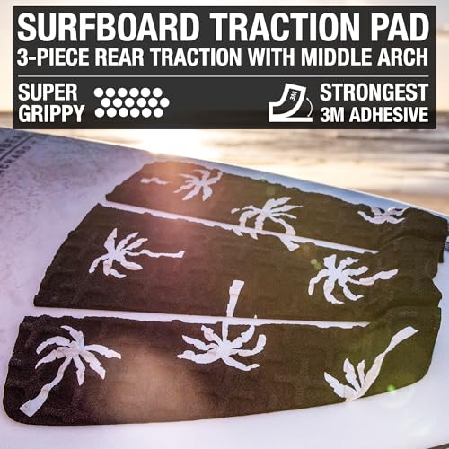 Ho Stevie! Premium Surfboard Traction Pad - Foot Won't Slip - 3 Piece, Full Size, Maximum Grip, Strongest 3M Adhesive - color: Black