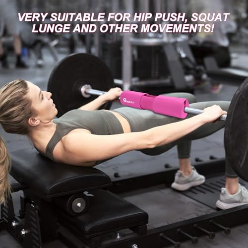 NEALFIT Barbell Squat Pad with Thick Nylon Padding, Hip Thrust Pad for Squats, Lunges, Neck Shoulder Squat Pad for Olympic or Standard Bars - color: Pink