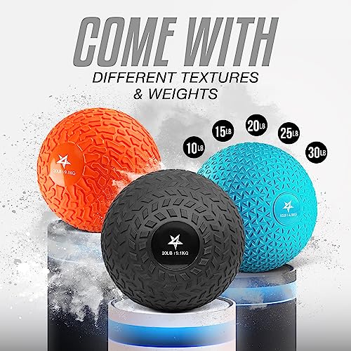 Yes4All Slam Balls, 10-40lb Weighted Ball Weight, Durable PVC Sand Filled Workout Dynamic Slam Ball for Strength Training, Tread, Black, 20lbs - color: Black, style: D. 20lbs