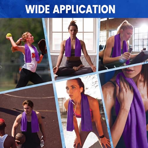 Hosuly 6 Pack Cooling Towels 40"x12" Ice Towel Cooling Neck Wraps Soft Breathable Chilly Stay Cool in Summer for Sports Yoga Golf Gym Activities(Purple) - color: Purple