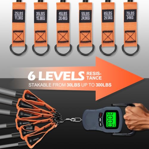 Resistance Bands with Handles, 300 LBS Heavy Duty Exercise Bands for Working Out, Fitness Bands with Door Anchor & Ankle Straps for Men & Women's Heavy Resistance Training, Yoga, Physical Therapy