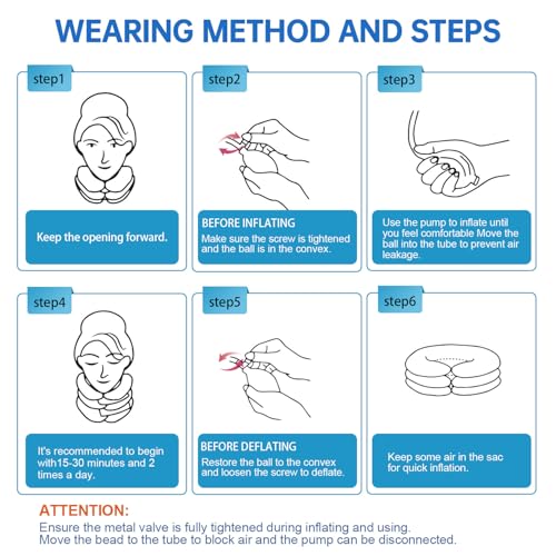 Adjustable Inflatable Cervical Traction Device, Soft Neck Stretcher Support Pillow with Sleep Eye Mask