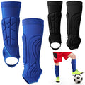 2 Pairs Soccer Shin Guards Kids, Football Ankle Protector Socks, Youth Shin Pads Protective Soccer Accessories, Football Equipment with Leg and Ankle Guard Pad for 6-12 Boy Girl Teenager, Blue Black