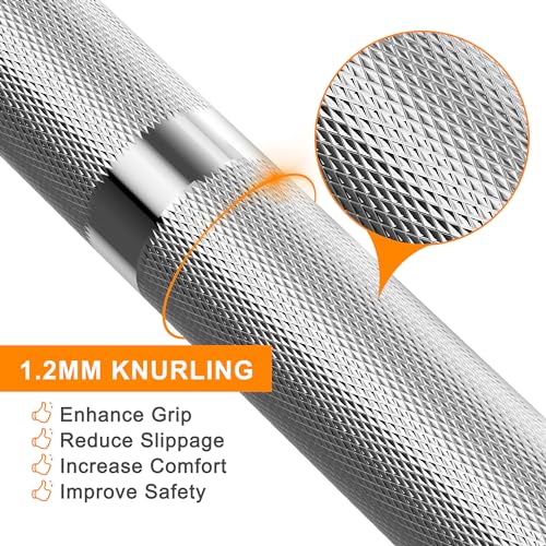 Holleyweb 2 Inch EZ Curl Bar for Biceps, Squats, Bench Press - Olympic Bar for Weightlifting & Powerlifting - color: Sliver, size: 70.8in/400lbs