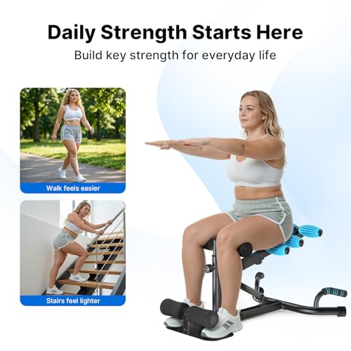 MERACH Deep Squat Machine for Women, Adjustable Glutes Trainer Machine, Core & Leg Exercise, Push Up Board Workout Equipment at Home Gym - color: Black&Blue, size: X-Large