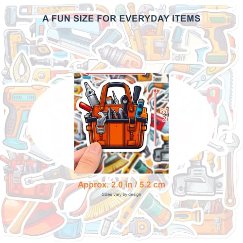50PCS Tool Stickers for Kids, Waterproof Tool Box Decals for Water Bottles, Laptops, Scrapbooks, DIY Crafts and Party Favors - color: Tools