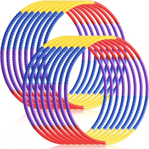 Vinsot Detachable Plastic Hoops for Kids, Adjustable Exercise Hoops Equipment for Sports, Dance, Outdoor Games, Parties and Pet Training - color: Rainbow Bright Mix