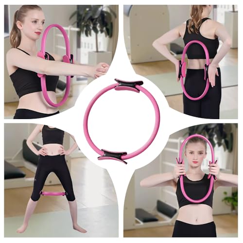 Pilates Ring and Ball Set, 6 Pcs Home Pilates Kit with 13” Circle Circle Yoga Ring 3 Resistance Bands 9.8” Pilates Ball Pilates Grip Socks, Pilates Essential Kit for Women Girl Home Workouts - size: 6 PCS