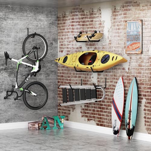 niffgaff Heavy Duty Garage Storage Hooks - 120 LB Capacity Wall Mounted Rack for Kayaks, Ladders, and Bikes - color: Black 2 pack