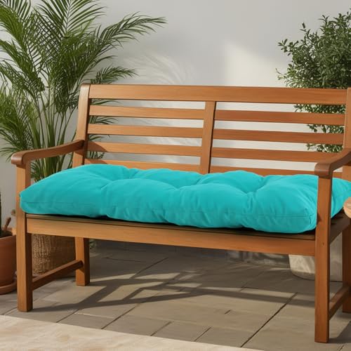 Outdoor Bench Cushion Waterproof, Tufted Bench Seat Cushion | 36 x 15 Inch Patio Wicker Indoor Seat Pads for Outside Garden Patio Balcony, Blue - color: Peacock Blue, size: 36x15 Inch