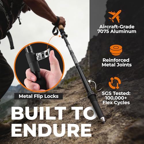 Trekology Trek-Z Collapsible Hiking & Trekking Poles - Balance Support for Seniors, Women, and Men, 2pc Per Set - color: EVA Black, size: 115–135 cm (for Height: 5’5” to 6’5”)