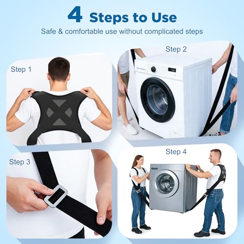 NOCOEX Moving Straps 2-Person for Lifting - Shoulder Lifting and Moving System with Back Support for Movers Easily & Safely Carry Furniture Appliance Mattresses Heavy Object Up to 880 lbs Like a Pro - color: Black