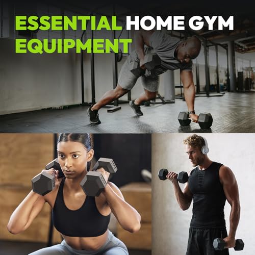 HANDBODE Hex Dumbbell Set of 2, Rubber Encased Fixed Dumbbells, 2.5-65 lb | Non-Slip Comfortable Handles, Hand Weights for Strength Training, Ideal for Home Gym Workouts - size: 3 lb, Pair, style: Chrome Handle