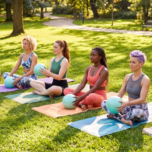 Aoriher 10 Pack 9 Inch Small Pilates Ball Bulk Mini Exercise Ball Portable Non-Slip Workout Yoga Balls with Air Pump for Stability, Barre, Fitness, Balance, Physical &Core, Gym Home Office Use - color: Mint Green