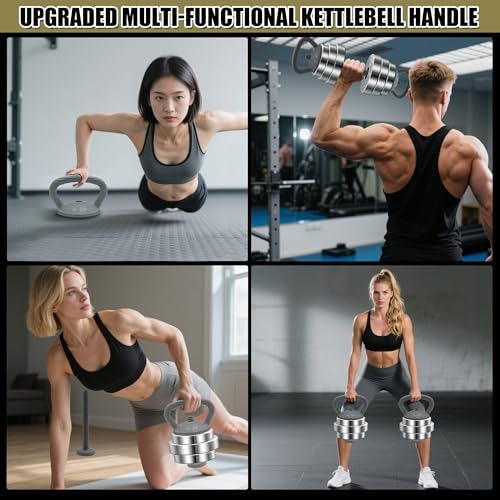 PHOEROS Adjustable Dumbbell Set - 44/66/88 LBS weights set, Dumbbell Barbell 3 in 1, Steel Dumbbells Pair with Connecting Rod for Adults Women Men Fitness Workout, Home Gym Exercise Training Equipment - color: kettlebell Handle