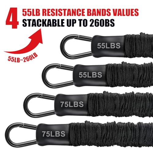 Pull Up Assistance Bands 260lbs, Heavy Pull Up Bands Resistance Bands for Pull Ups Working Out with Feet Rest, Pull Up Bar Bands Assistance Bands Strength Training Workout Equipment, Height Adjustable - color: Black