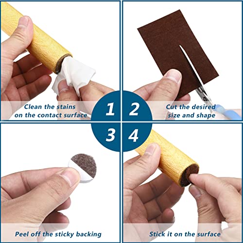 Shappy 2 Packs 120 x 2 x 0.04 Inch Felt Strips with Adhesive Backing Felt Tape Roll Non Slip Self Adhesive Cuttable Furniture Pads for Protecting Hardwood Floors, Chairs, Wall(Dark Brown) - size: 120 x 2 x 0.04 Inch