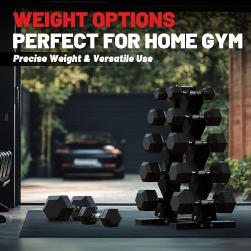 PAPABABE Dumbbell Set, Rubber Encased Home Gym Dumbbells, Weight Dumbbells for Women & Men, Hand Weights for Home Gym & Strength Training - size: 300 lb Set (Pair of 20, 25, 30, 35, 40), style: Chrome Grip