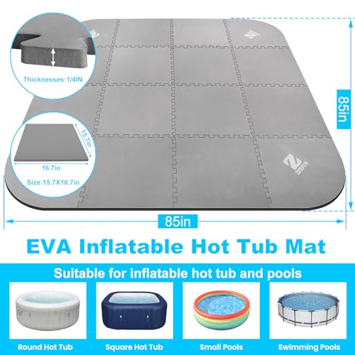 85IN Hot Tub Mat for Inflatable Tub,1/4" Thickness Square-Shaped Hot Tub Pad Foundation, Upgraded Thickened Eva Foam Padding for Outdoor Hot Tubs - size: EVA-square0.6