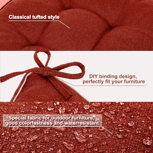 Chunful Set of 5 Outdoor Bench Cushions Set 44 x 19 Inch Tufted Waterproof Patio Furniture Seat Pad with Throw Pillows Loveseat Cushion for Square Settee Indoor Sofa Wicker Couch(Wine Red) - color: Wine Red
