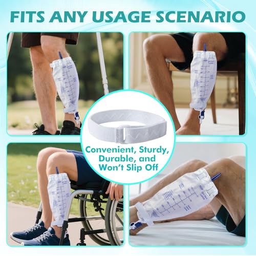 Anti-Slip Catheter Leg Bag Strap, 25 in / 64 cm | Silicone Grip, Adjustable Hook-and-Loop | Thigh Placement, Extended Fit for Foley Drainage Bags | Reusable, Washable 4PCS - size: Long