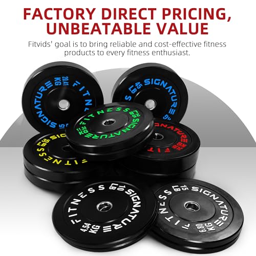 Fitvids 2-Inch Olympic Rubber Weight Plates Sets, Bumper Plates Set with Barbell for Strength Training, 180-390 Lbs Multiple Options - color: Colored, style: 390LB Set