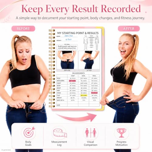 Fitness Planner Workout Journal, Undated Gym Workout Log Book 6 x 8.2 Inch, Hardcover with Metal Corners Exercise Notebook for Men Women Weight Loss Body Building Home Gym - color: Pink