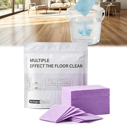 100 Piece Floor Cleaning Tablets Multi-Surface Cleaner, New Floor Cleaning Tablets Sheets, Water Soluble Floor Cleaner for Mopping for Hardwood, Laminate Floors, Wall Tiles, Glass (Purple, 100 Pcs) - color: Purple