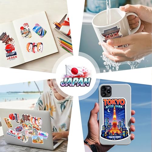 30 PCS Japan Travel Stickers Pack, Japanese Flag Tokyo Osaka Food | Vinyl Waterproof Decals Temple for Car Laptop Water Bottle Scrapbook Journal Gifts for Adults Teens Men Decoration Students - color: Japan Travel Sticker