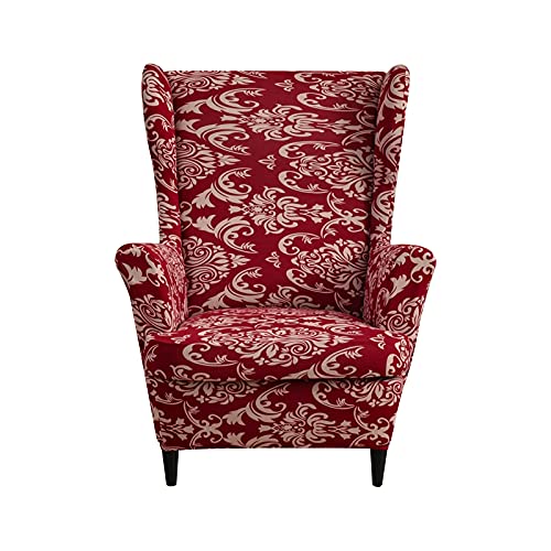 NILUOH Wingback Chair Slipcover 2 Pieces, Stretch Spandex Wingback Chair Covers Washable Slipcover for Wingback Armchairs Non-Slip Furniture Protector with Elastic Bottom for Living Room - color: 38