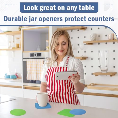 Aixoom Rubber Jar Opener Pads Set of 4, Non-Slip Gripper Pads for Jars | Two Shapes for More Uses, For Seniors & Weak Hands, Heat-Resistant Trivet, Kitchen Coaster & Jar Lid Grip (Circle and Square) - size: Circle & Square