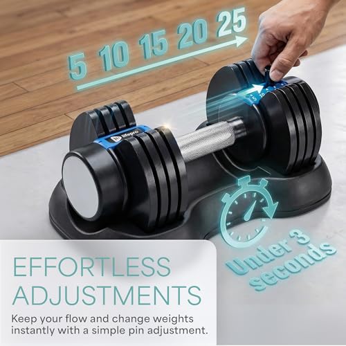 LifePro Adjustable Dumbbells Set – Quick-Adjust Space-Saving Weights with Anti-Slip Handle for Home Gym Strength Training - color: 25lb Pair Pin Adjustment