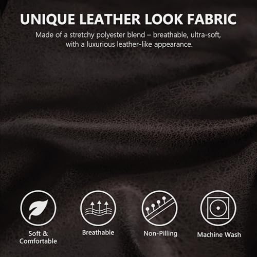 ANARACHON Leather Look Wingback Chair Covers, 2-Piece Wing Chair slipcover,Stretch Wing Back Armchair Slipcovers with Elastic Bottom, Soft Spandex Furniture Protector for Living Room (Chocolate) - color: Chocolate