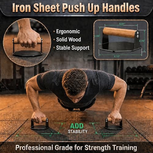 Heavy Duty Push Up Bars with Beech Wood Handles, Iron Push Up Stands for Floor, 220LBS Support Non-Slip Portable Pushup Handles, Home Gym Equipment for Chest Arm Full Body Strength Training Men - color: Black (octagonal)