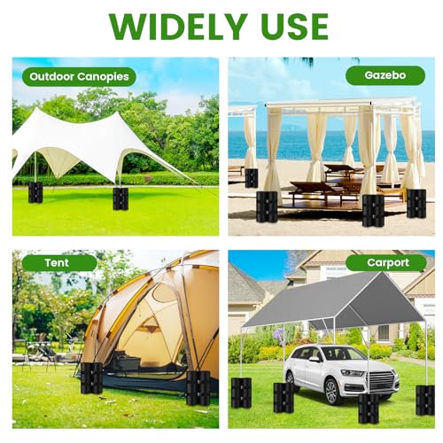 Extra 320 LBS Canopy Weights Sand Bags Set of 4, Plug Size Heavy Duty Tent Leg Sandbag for Outdoor Sun Shelter, Gazebo, Patio Umbrella (Black, 80 Lbs x 4) - size: 320 LBS