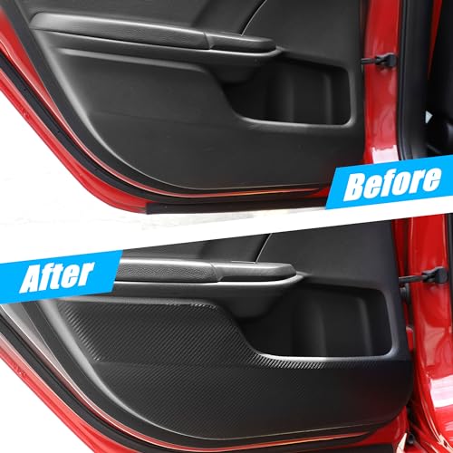 TOMALL Carbon Fiber Door Anti-Kick Pads Stickers, 4pcs Set for Honda Civic 10th (2016-2021) Waterproof Leather Protector Decorations, Easy Installation, Black