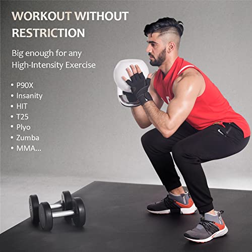GXMMAT Extra Large Exercise Mat 16'x6'/12'x6'/10'x6'/8'x6'(7mm), Extra Wide Workout Mats for Home Gym Flooring, Non-Slip Thick Durable Cardio Mat for MMA,Plyo,Jump Rope,Weights,Fitness,Shoe-Friendly - color: Black Real, size: 6*8 FT