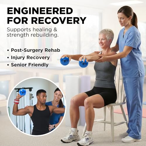 THERABAND Soft Weight 5.5 Lb, 4.5" Ball-Shaped Isotonic Exercise Balls for Physical Therapy, Weighted Ball Set for Pilates, Shoulder Strength & Rehab, Color-Coded, Portable & Easy to Grip - color: Blue