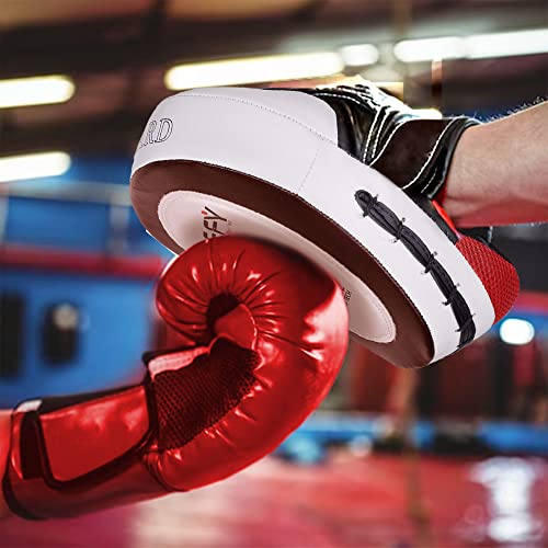 DEFY Gel Padded Punch Mitts Boxing Pads Focus Mitts Punching MMA Hook and Jab Curved Training Kickboxing, Striking, Muay Thai Martial Arts Focus Pad