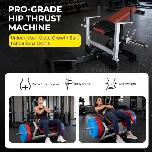Hip Thrust Machine, Plate-Loaded Glute Bridge Machine, Heavy Duty Glute Builder for Home Gym,Butt Shaping and Building Glute Muscles Sports Training-Completely Upgraded - color: brown-black