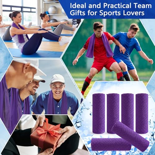 Hosuly 6 Pack Cooling Towels 40"x12" Ice Towel Cooling Neck Wraps Soft Breathable Chilly Stay Cool in Summer for Sports Yoga Golf Gym Activities(Purple) - color: Purple